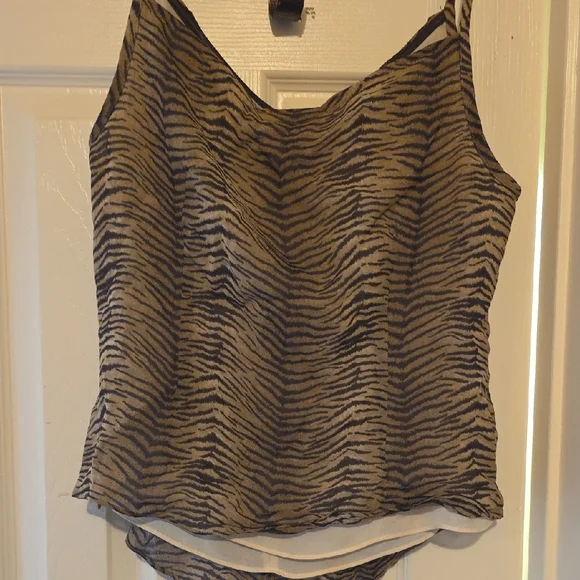 Liz Claiborne Brown Black Tiger-Print Spaghetti Strap Blouse - Picture 4 of 4